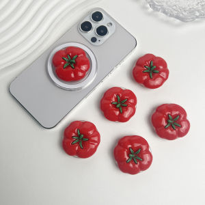 น่ารักมะเขือเทศขาตั้งโทรศัพท์แม่เหล็กซ็อกเก็ต Grip ผู้ถือโทรศัพท์สําหรับ Magsafe IPhone Mac Samsung ปลอดภัยแหวนนิ้วมือขยายขาตั้ง