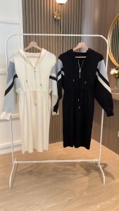 Sporty Style Hoodie Knit Dress