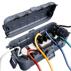 29 × 13.2 × 10 ซม. กล่องไฟฟ้ากันน้ำกลางแจ้ง IP54 ป้องกันสภาพอากาศ ป้องกันปลั๊กไฟ/ไฟประดับคริสต์มาส/ตัวตั้งเวลาในสวน