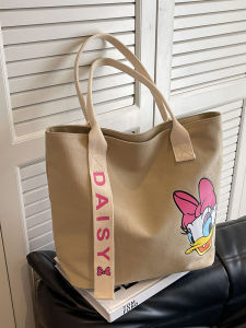 Large Capacity Canvas Tote Bag Womens Summer 2025 New Cartoon Handheld Bag Versatile Popular Single Shoulder Tote Bag