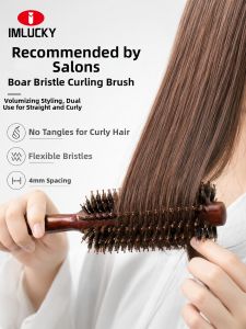 IMLUCKY | Hair Styling Brush Hog Bristle Wood