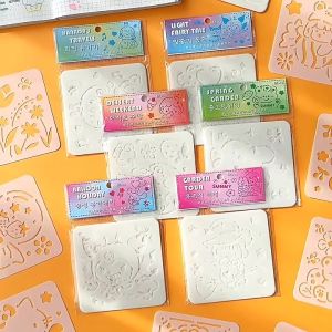 Creative Cute Cartoon Drawing Template Stencil Ruler Set of 8pcs DIY Decorations Journal Scrapbooking Kids Art School Stationery