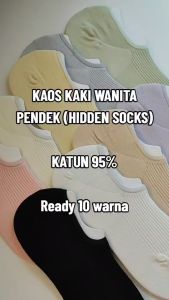 5060 kaos kaki wanita pendek polos warna pastel muda Hidden women socks ankle low sock cewek dewasa bahan katun 95%
