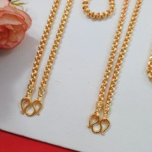 (รับประกัน 6 เดือน)สร้อยคอลายห่วงคู่ตันหัวจรวด 2024 นิ้ว เทียบเท่าน้ำหนัก 23 บาท ชุบทอง หุ้มเศษทองเยาวราช เหมือนแท้ 100% พร้อมส่ง