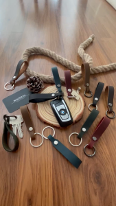 100% Genuine Leather Car Key Holder Vintage Cowhide Men Key Chain With Metal Ring Alloy Spring Ring