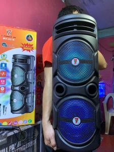 Portable Party Bluetooth Speaker FREE USBFM RadioUSB AuxParty LightsRemote Control