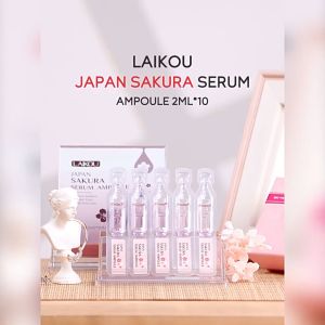 LAIKOU Japan Sakura Serum Ampoule Radiance Glow Essence Lighten Dark Spots Reduce Dullness (2ml x 10pcs)