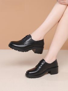 รองเท้าส้นสูงหนังวัวฤดูใบไม้ผลิและฤดูใบไม้ร่วงสำหรับผู้หญิง RedDragonfly รองเท้าส้นหนาแบบสวมส้นแบนแบบสวมส้นแบนส้นแบนส้นแบน