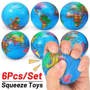 3/6pcs Creative Childrens PU Foam Sponge Globe Finger Exercise Childrens Stress Reduction Elastic Ball Childrens Educational Toy