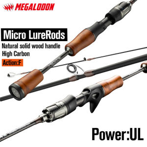 Megalodon Genuine High Carbon Fiber Ultra Light Ultra Stiff Solid Wood Handle lure Fishing Rod for Freshwater and Saltwater Power:UL Action:F Spinning and Casting Lure Weight:1.5-8g 1 Tip Ideal for small to medium sized fish