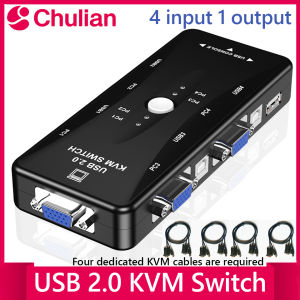 xiede | 4 Port KVM Switch 4 In 1 Out USB VGA KVM Switches For Printer Mouse Keyboard Pendrive 1080P Share Switcher 2 X1/4 X1 VGA Switch