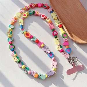 Japanese Korean Cartoon Building Block Rope Kaola Phone Case Neutral All-Matching Bag Crossbody Chain Net Red Lanyard Strap Halterneck Drop-Resistant Mobile Phone Lanyard Camera Universal Neutral with Clip Card