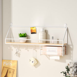 Wall-Mounted One-Piece Storage Rack Cup Holder Bedroom Kitchen Integrated Hanging Basket Storage Student Dormitory Organizer