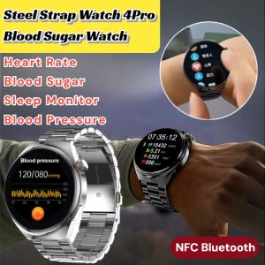 Heart Rate and Blood Glucose Monitoring Watches Bluetooth Smart Watches Sports Smart Watches钢带Watch4 Pro血糖手表