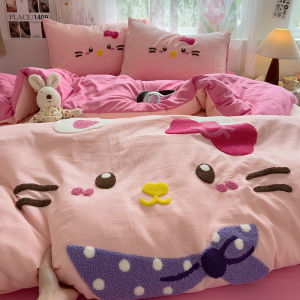 A-Class Pure Cotton Bedding Set Four-Piece Suite Soft Washed Cotton Bed Sheet Embroidered Design Dormitory Three-Piece Set