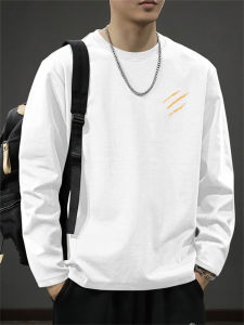 Áo Thun Cotton Dài Tay Rộng Rãi Mùa Thu INS Thời Trang Mỹ Cỡ Lớn Cho Nam Áo Thun Cotton Nguyên Chất Thường Ngày Mùa Đông