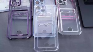 Ốp Điện Thoại Chống Rơi Bốn Góc Trong Suốt Mạ Điện Có Khe Đựng Thẻ Dành Cho iPhone 17 Pro Max 13 14 15 16 Bảo Vệ Toàn Diện