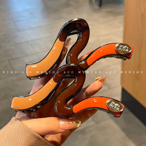 Large Size Wave Letter Color Block Hair Clip Womens New 2025 Fashion Design Shark Tail Hair Accessory Elegant Sensation