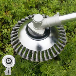 NiuXiang(NewShark) | 6/8 inch Rotary Weed Brush Joint&Grass Cutting Machine Head Twist Steel Wire Wheel Brush Disc Trimmer Head Universal Fit Trimmer