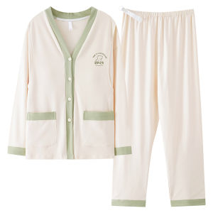 Miiow | Pure Cotton Maternity Nightgown Nursing Sleepwear With Chest Pad Home Clothes For Pregnant Women Postpartum Sweat Absorbent