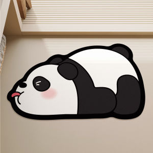 เสื่อปูพื้นห้องน้ำยางกันลื่น เสื่อปูพื้นดูดซับน้ำและแห้งเร็ว เสื่อปูพื้นพิมพ์ลายการ์ตูนหมีแพนด้า