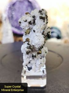 Natural Precious Chalcopyrite with Calcite Crystal Druzy Ornament X19 #Crystal #homedecor