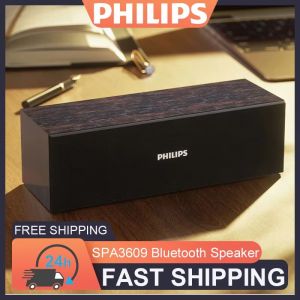 Philips Mini Speaker Connection Wireless Bluetooth Voice Box Stereo Portable Desktop Wired Wooden Computer Loudspeaker SPA3609