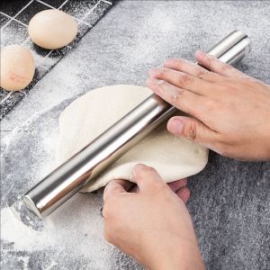 Lăn thép không gỉ pin không dính thanh lăn bột bánh pizza dụng cụ làm bánh ngọt nướng cán Pin dụng cụ nhà bếp