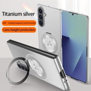 Ốp Điện Thoại Chống Sốc Từ Tính Cho Samsung Galaxy Z Fold 7/6/5/4/8 Ultra Với Giá Đỡ Kim Loại Xoay Được Tương Thích Sạc Không Dây