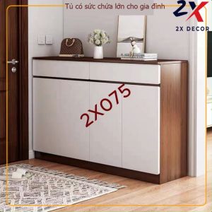 Tủ đựng giày lắp ghép  tiện dụng không gian lưu trữ lớn hai màu vân gỗ sang trọng 2x Decor- 2x075