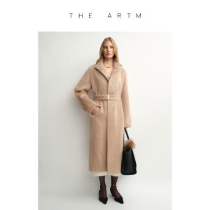 Cashmere Fluffy Standing Collar Saddle Shoulder Straight Coat Women