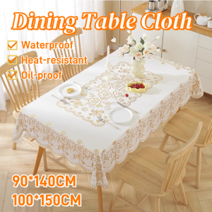 Gold Stamping Tea Table Tablecloth Exquisite Pattern Dining Table Cloth Waterproof Oil-proof Heat-resistant Tablecloth