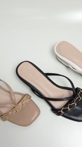 Savelya Zaline Sandal Heels Wanita 3 cm Sandal Heels Variasi Rantai Sandal Jepit Heels