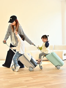 Kids Ride-On Suitcase 4-in-1 Children Luggage 50L Large Capacity Carry-On Suitcase PC Travel Luggage 360° Smooth Wheels