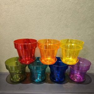 Leisure Small Pavilion Rainbow Series round Transparent Multi-Color Phalaenopsis Green Plant Succulent Wall Hanging Plastic Dopamine Flower Pot