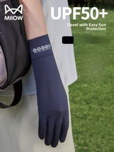 Miiow | Cat Woman Ice Silk Sun Protection Gloves Women Outdoor Sports Anti-slip Hand Protection Summer UV Protection Five-Finger Gloves