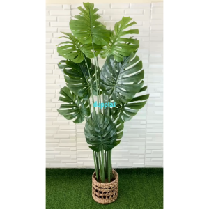 Pohon Artificial Tanaman Plastik Monstera T160 Latex Cover Pot Eceng Gondok Motif Dekorasi Rumah Hiasan Cafe Aesthetic
