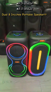 RD-8561 Dual 8inch Karaoke Speaker portable multi-functional Bluetooth Speaker  dual 8W strong tone TWS/USB/ radio with color light The battery has a large capacity and a long battery life