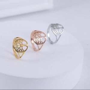 Skyrim Tree of Life Ring Stainless Steel Gold Color Adjustable Finger Rings Amuelt Jewelry Anniversary Gifts for Women
