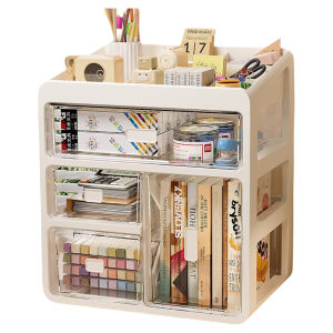 Desktop Organizer Box Drawer Style Storage Cabinet Office Desk Cosmetic Storage Display Piece Multi-layered Utility Item