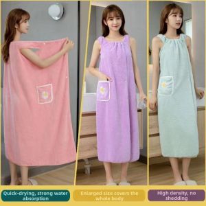 Wearable Soft Coral Fleece Absorbent Fast-Drying Towel Dress