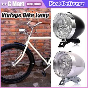 Vintage Bicycle 3LED Front Light with Bracket Headlight Safety Warning Night Light Retro Flashlight Lamp Bike Decoration