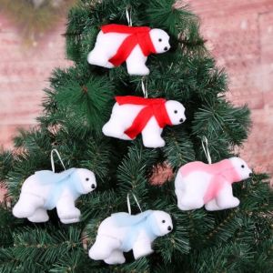 Iloverosemerry น่ารักสร้างสรรค์ตุ๊กตาหมีผ้าพันคอสีขาวคริสต์ สำหรับงานเลี้ยงปีใหม่ เครื่องประดับแบบแขวนจี้ต้นคริสต์มาส