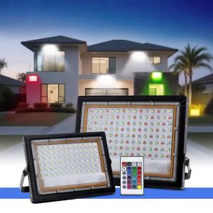 50W/100W LED Outdoor Floodlight With White Light/Warm Light/RGB With Switch EU Plug 220V