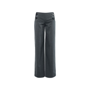 audwyn | Mid to Low Rise Straight Trousers Stripe Wide Waist Double Buttoned Drapey Pants