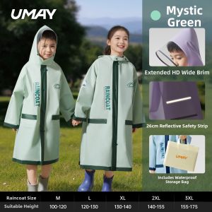 Umay(佑美) | Children Full-length Raincoat with Backpack Space for Boys and Girls Waterproof
