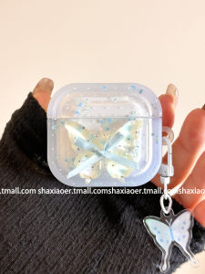 3D Gradient Butterfly Design Protective Case for Apple Wireless Bluetooth Earphones Womens Style Hard Shell Acrylic Cover