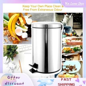Stainless Foot Pedal Trash Bin Waste Can with Plastic Bucket Inside