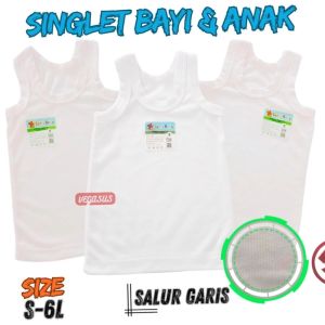 6Pcs Singlet Salur Kaos Dalam Anak Laki Usia 1-15Tahun-Kutang Syani SMLXL3XL4l5L6L-Aurora