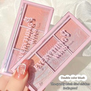 Tri-color Blush Eyeshadow Palette: Natural Pearlescent Shimmer Gentle Nude Makeup